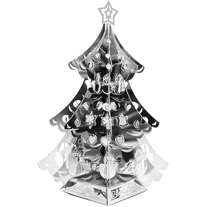 CHRISTMAS TREE 3D PUZZLE METAL MODEL MAKING CHRISTMAS DECORATION 3D PUZZLE METAL FOR ADULTS 7.7 X 5.5 X 5.5 CM - Image 1
